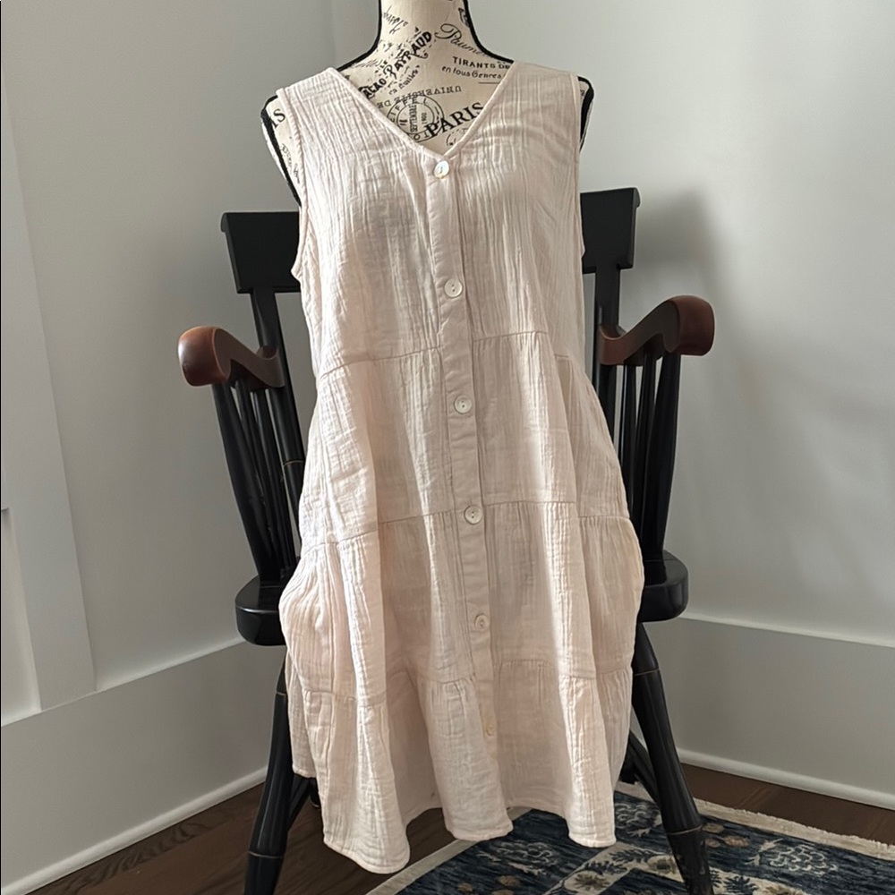 Mud Pie Cream Button-Down Dress